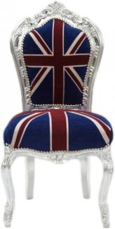 Bew! Casa Padrino Barock Esszimmer Stuhl Union Jack / Silber - Möbel Antik Stil