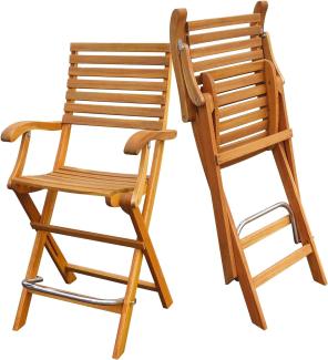 Interbuild Casino Outdoor Bar Chairs Wood Foldable Patio | Balcony Chairs Backrest and Armrest, 2 Pieces/Pack Golden Teak Finish (58_x_117. 5 cm, 117. 5)