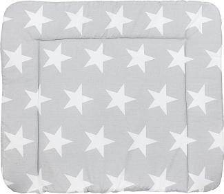 TupTam Baby Wickeltischauflage mit Baumwollbezug Gemustert, Farbe: Grau Große Weiße Sterne, Größe: 70 x 60 cm