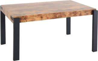Esstisch HWC-L53, Tisch Küchentisch Esszimmertisch, Industrial Metall 140x80cm ~ dunkle Wildeiche