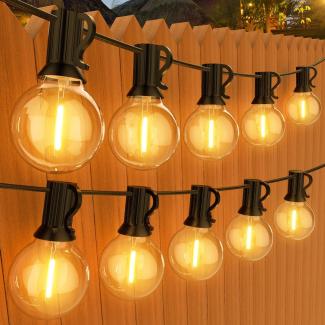 GPATIO LED Lichterkette Außen, 45M Lichterkette außen strom mit 75+2 Stk. Warmweiße G40 Glühbirnen Plastik, IP45 Wasserdicht Innen/Außen Lichterketten für Garten, Terrasse, Hochzeiten, Partys