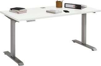Schreibtisch "5502" aus Metall / Spanplatte in Roheisen natur lackiert - weiß matt. Abmessungen (BxHxT) 135x120x68 cm