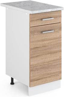 Vicco Küchenschrank R-Line Hängeschrank Unterschrank Küchenzeile Küchenunterschrank Arbeitsplatte, Möbel verfügbar in anthrazit und weiß (Sonoma mit Arbeitsplatte, Schubunterschrank 40 cm)