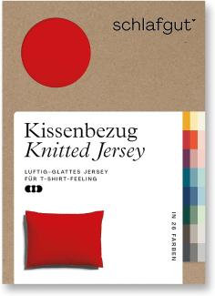 Schlafgut Knitted Jersey Bettwäsche | Kissenbezug einzeln 70x90 cm | red-deep