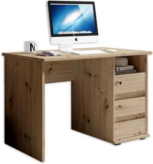 PRIMUS 1 Schreibtisch mit Schubladen, Artisan Eiche Optik - Bürotisch Computertisch fürs Homeoffice mit Stauraum und offenem Ablagefach - 110 x 75 x 65 cm (B/H/T)