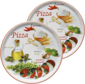 2er Set Pizzateller Napoli Red Ø 33,8 cm Servier-Platte XL-Teller Porzellan