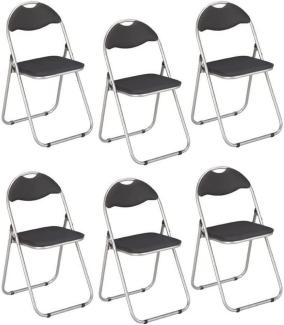 HAKU Möbel Klappstuhl 6er Set, Rücken gepolstert, alu-schwarz, B 44 x T 47 x H 80 cm