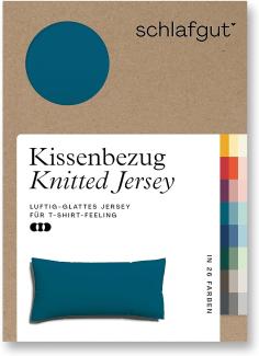 Schlafgut Knitted Jersey Bettwäsche | Kissenbezug einzeln 40x80 cm | petrol-deep