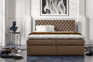 Stylefy 'Alviero' Boxspringbett, Kunstleder Madryt Hellbraun 180 x 200 cm