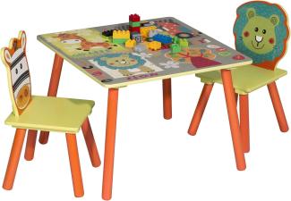 WOLTU Kinder Sitzgruppe 'Waldtiere' Tisch & Stuhlsets, Kindertisch mit 2 Stühle