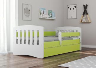 Bjird 'Classic' Kinderbett 80 x 160 cm, Grün, inkl. Rausfallschutz, Lattenrost und Bettschublade