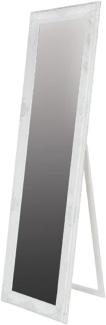 Casa Padrino Barock Standspiegel Weiß / Gold 50 x H. 180 cm - Handgefertigter Spiegel mit Holzrahmen & wunderschönen Verzierungen