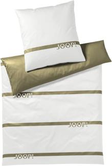 JOOP Bettwäsche Logo Stripes olive | Kissenbezug einzeln 80x80 cm