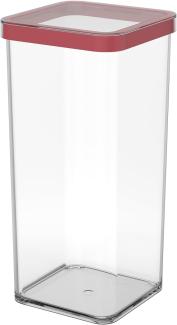 Rotho Loft quadratische Vorratsdose 1,5l mit Deckel und Dichtung, Kunststoff (SAN) BPA-frei, transparent/rot, 1,5l (10,0 x 10,0 x 21,4 cm)