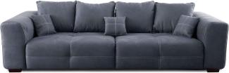 Cavadore Big Sofa Mavericco / XXL Couch im modernen Design / Inklusive Rückenkissen und Zierkissen / 287 x 69 x 108 cm (BxHxT) / Mikrofaser Grau