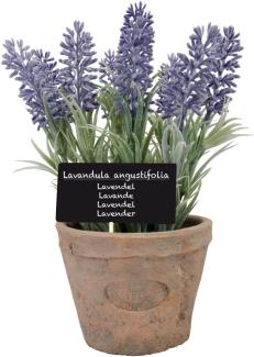 Esschert Design Kunststoffpflanze Lavendel im Topf, Größe L, ca. 11 cm x 11 cm cm x 22 cm