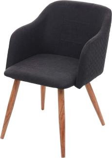 Esszimmerstuhl HWC-D71, Stuhl Küchenstuhl, Retro Design, Armlehnen Stoff/Textil ~ anthrazit-grau