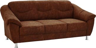 Cavadore 3-Sitzer Sofa Salisa / 3er Sofa mit Federkern im klassischen Design / 202 x 86 x 90 / Mikrofaser Braun