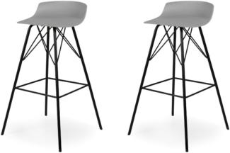 Tenzo Solitaire Tori Designer Bar Chair, Plastik, grau/schwarz, 45 x 45 x 79 cm