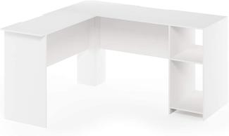 Furinno Indo L-förmiger Schreibtisch mit Bücherregalen, Holz, Weiß, 125. 9 x 135. 9 x 72 cm