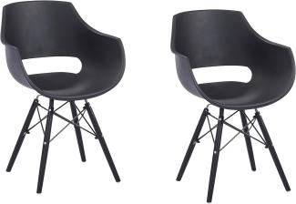 SAM 2er Set Schalenstuhl Lea, Schwarz, ergonomisch geformte Sitzschale aus Kunststoff, bequemer Esszimmerstuhl im Retro-Design, Holzgestell schwarz