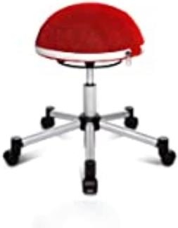 Topstar Sitness Half Ball, Fitness-Hocker, Arbeitshocker, Rollhocker, Dreidimensional bewegliche Sitzfläche, Stoffbezug, rot