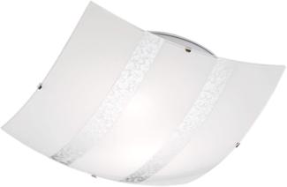Deckenleuchte NIKOSIA Glas Lampenschirm 40x40cm, Weiß-Silber