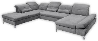 Couch MELFI L Sofa Schlafcouch Wohnlandschaft Schlaffunktion dunkelgrau U-Form