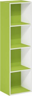 Furinno Pasir 4-stufiges Bücherregal mit offenem Regal, Grün/Weiß