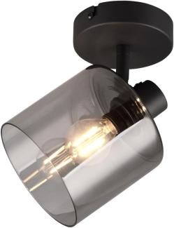 LED Wandstrahler in Schwarz mit Rauchglas Lampenschirm