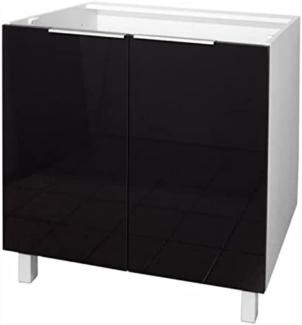 Berlioz Creations CP8BN Unterschrank für Küche mit 2 Türen in schwarzem Hochglanz, 80 x 52 x 83 cm, 100 Prozent französische Herstellung