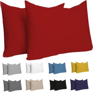 Dreamzie Kissenbezug 30x50 (Set mit 2) - 100% Jersey Baumwolle 150 g/qm Kissenbezüge -Rot - Für Kissenbezug 50x30 cm - Kissenhülle - Resistent und Hypoallergen