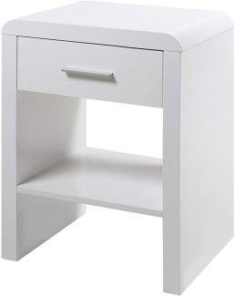 Eine Marke von Amazon - Movian Ritom - Nachttisch, 35 x 45 x 59 cm (L x B x H), Hochglanz Weiß