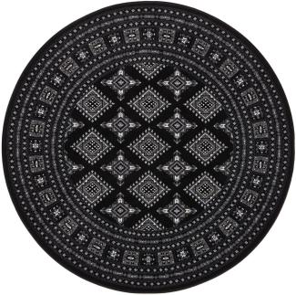 Orientalischer Kurzflor Teppich Sao Buchara - schwarz - 160 cm Durchmesser