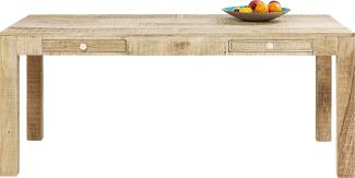 Kare Design Tisch Puro, Esszimmertisch verziert mit handgeschnitzten Ornamenten, Hellbraun, 77 x 180 x 90 cm