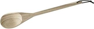 FACKELMANN 30892 Kochlöffel 33 cm, hochwertiger Rührlöffel aus Akazien-Holz, aufhängbar am Kunstlederbändchen, robuster Salatlöffel in modernem Natur-Design (Farbe: Braun), Menge: 1 Stück