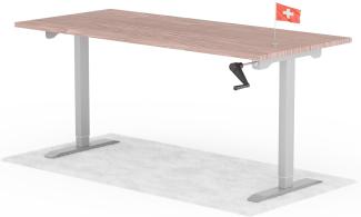 manuell höhenverstellbarer Schreibtisch EASY 180 x 80 cm - Gestell Grau, Platte Walnuss