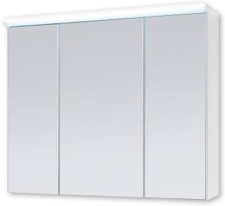 FOUR Spiegelschrank Bad mit LED-Beleuchtung in Weiß - Badezimmerspiegel Schrank mit viel Stauraum - 100 x 68 x 23 cm (B/H/T)
