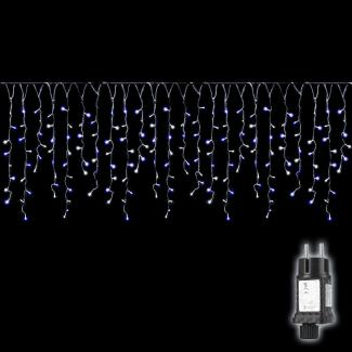 SALCAR 5m LED Eisregen Lichterkette Außen Innen, Lichtervorhang Fenster Weihnachten, Weihnachtsbeleuchtung Strom 31V mit 8 Beleuchtungsmodi und Memory-Funktion, Blau-Weiß