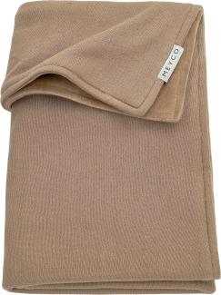 MEYCO Baby Knit Basic Velvet Babydecke, gestrickte Wiegedecke (aus 80 % Baumwolle und 20 % Polyester, vielseitig einsetzbar, einfache Pflege, atmungsaktiv, Größe: 100 x 150 cm), Taupe