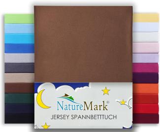 NatureMark Premium WASSERBETTEN & BOXSPRINGBETTEN Spannbettlaken Jersey 200x220cm +40cm Steghöhe Größe 180x200-200x220 cm, Farbe: Schoko Braun