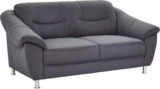 Cavadore 2-Sitzer Sofa Salisa, 2er Sofa mit Federkern im klassischen Design, 182 x 86 x 90, mikrofaser grau