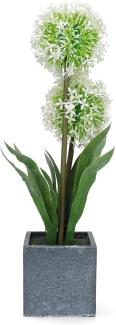 Topfpflanze Lauch Weiß Zimmer-Pflanze Kunststoff Tisch-Deko Kunst-Blume im Topf