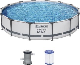 Steel Pro MAX™ Frame Pool-Set mit Filterpumpe Ø 427 x 84 cm, lichtgrau, rund