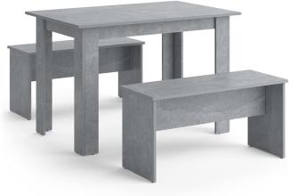 Vicco Tischgruppe Sitzgruppe Esszimmer Sentio Esstisch Sitzbank Beton 110 cm