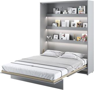 MEBLINI Schrankbett Bed Concept - BC-12 - 160x200cm Vertikal - Grau Matt - Wandbett mit Lattenrost - Klappbett mit Schrank - Wandklappbett - Murphy Bed - Bettschrank