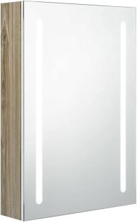 vidaXL LED-Bad-Spiegelschrank Weiß und Eiche-Optik 50x13x70 cm, Mit Beleuchtung [326500]