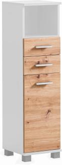 Schildmeyer Palermo Highboard 157643, Mattweiß/Artisan Eiche Dekor, 30,3 x 32,6 x 110,5 cm