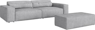 Big-Sofa Sirpio XL 270x130 cm Mikrofaser Grau mit Hocker