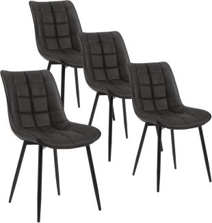 WOLTU 4 x Esszimmerstühle 4er Set Esszimmerstuhl Küchenstuhl Polsterstuhl Design Stuhl mit Rückenlehne, mit Sitzfläche aus Kunstleder, Gestell aus Metall, Anthrazit, BH207an-4